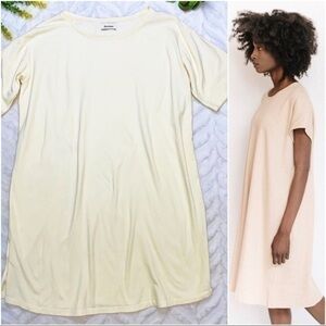 Revisited Rib 100% Cotton Oversized Short Sleeve T-shirt Dress in Warm Ivory OS